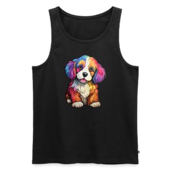 Puppy Dog Arc-en-ciel - Débardeur bio Premium Homme - noir - Devant - AI Model Male 178 light (178cm)