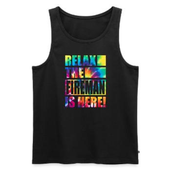 Pompier drôle de dicton - Débardeur bio Premium Homme - noir - Devant - Michal (187cm)