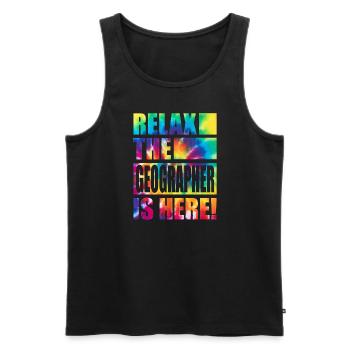 Geographer Funny saying - Men's Premium Organic Tank Top - black - Front - AI Model Male 178 light (178cm)