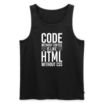 Coder Café Cadeau - Débardeur bio Premium Homme - noir - Devant - AI Model Male 178 light (178cm)