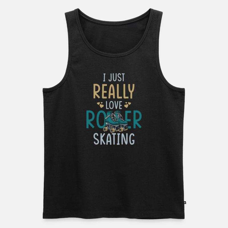 Rollschuhe Rollschuhlaufen Spruch - Männer Premium Bio Tank Top - Schwarz