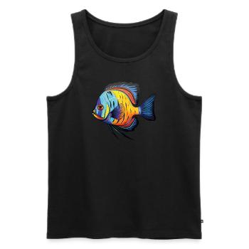 ANGLELFISH - Männer Premium Bio Tank Top - Schwarz - Vorne - AI Model Male 178 light (178cm)
