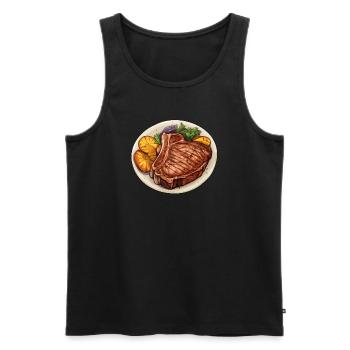 Steak Fleisch Essen - Männer Premium Bio Tank Top - Schwarz - Vorne - AI Model Male 178 light (178cm)