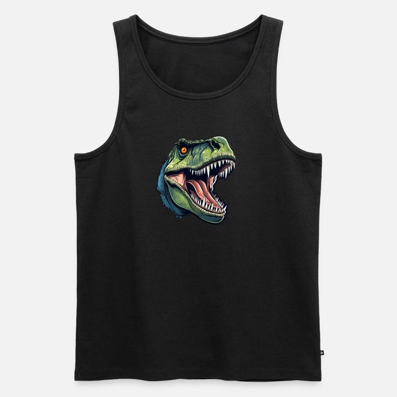 T-Rex Dino Kopf - Männer Premium Bio Tank Top - Schwarz