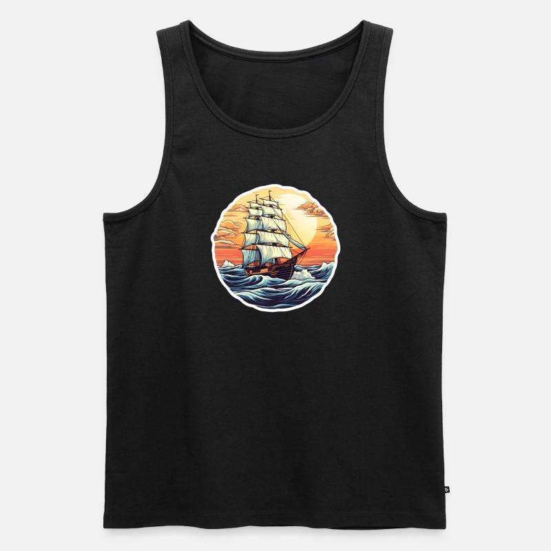 Segelschiff Seemann - Männer Premium Bio Tank Top - Schwarz