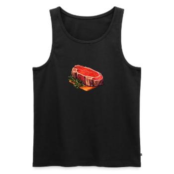 Steak Meat Food - Men's Premium Organic Tank Top - black - Front - AI Model Male 178 light (178cm)