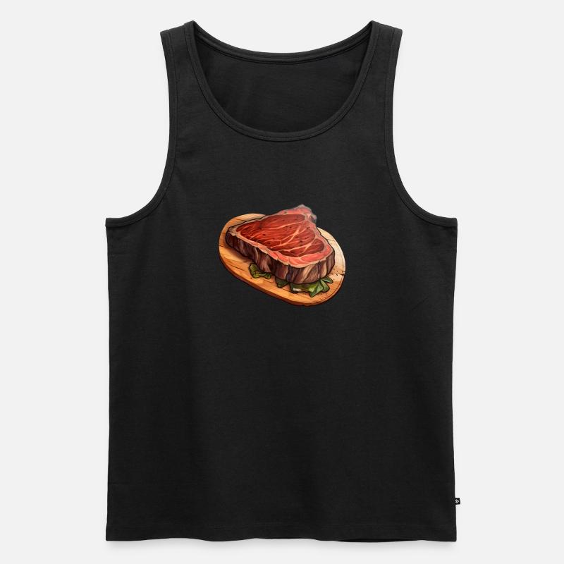 Steak Fleisch Essen - Männer Premium Bio Tank Top - Schwarz
