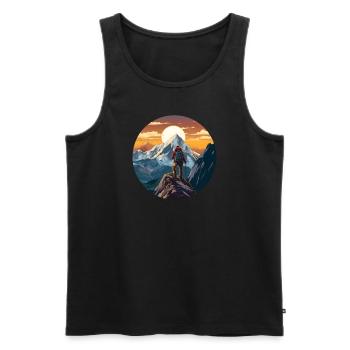 Mountaineering - Men's Premium Organic Tank Top - black - Front - AI Model Male 178 light (178cm)