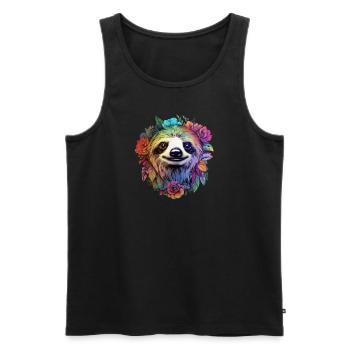 Sloth Aesthetics Flower - Men's Premium Organic Tank Top - black - Front - Michal (187cm)