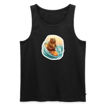 Capybara Surfeur - Débardeur bio Premium Homme - noir - Devant - Michal (187cm)