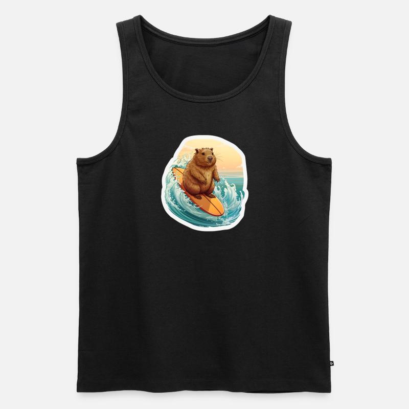 Capybara Surfer - Männer Premium Bio Tank Top - Schwarz