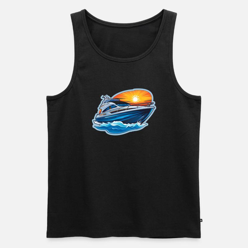 Yacht Boot - Männer Premium Bio Tank Top - Schwarz