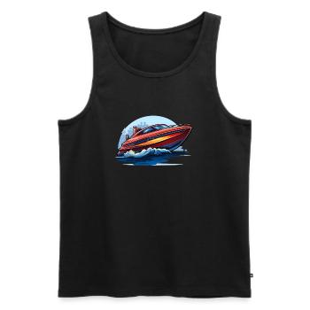 Motorboat - Men's Premium Organic Tank Top - black - Front - AI Model Male 178 light (178cm)