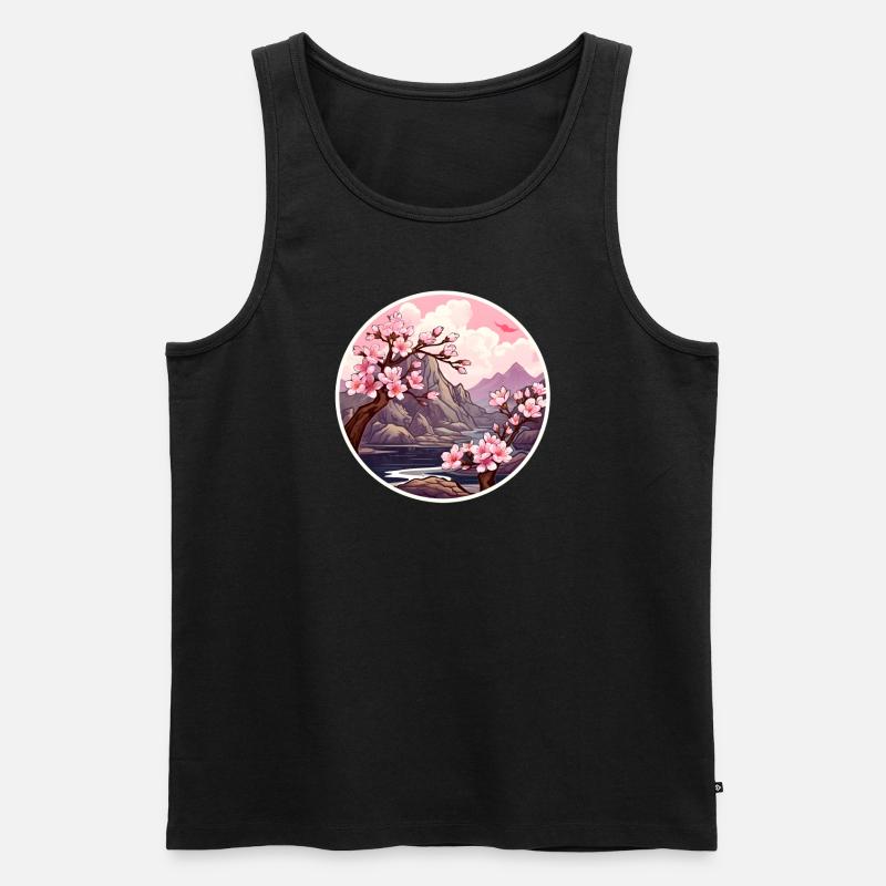 Kirschblütenbaum - Männer Premium Bio Tank Top - Schwarz