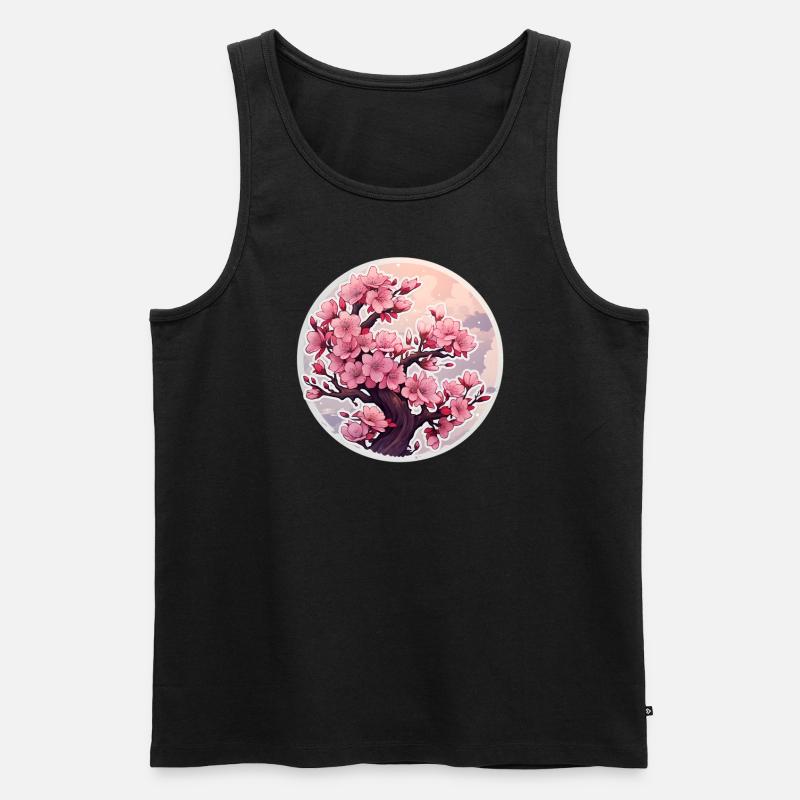 Kirschblütenbaum - Männer Premium Bio Tank Top - Schwarz
