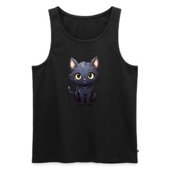 Kawaii Chat Noir - Débardeur bio Premium Homme - noir - Devant - Michal (187cm)