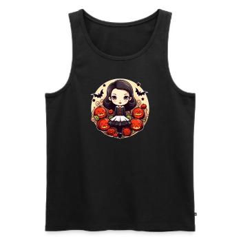 Halloween Girl Pumpkin Bat - Men's Premium Organic Tank Top - black - Front - Michal (187cm)