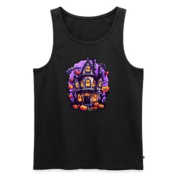 Comic Halloween Spukhaus - Männer Premium Bio Tank Top - Schwarz - Vorne - AI Model Male 178 light (178cm)