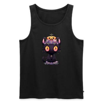 Schwarze Katze Anime Halloween - Männer Premium Bio Tank Top - Schwarz - Vorne - Michal (187cm)