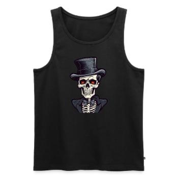Squelette Halloween Gentleman - Débardeur bio Premium Homme - noir - Devant - Michal (187cm)
