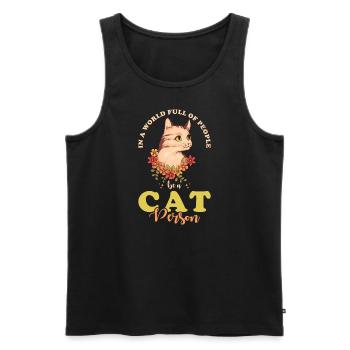 Cat Man Cat Cute - Men's Premium Organic Tank Top - black - Front - Michal (187cm)