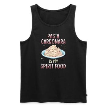 Les pâtes carbonara sont ma nourriture préférée - Débardeur bio Premium Homme - noir - Devant - Michal (187cm)