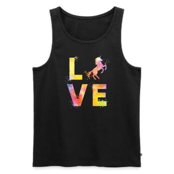 L’amour de la licorne - Débardeur bio Premium Homme - noir - Devant - Michal (187cm)