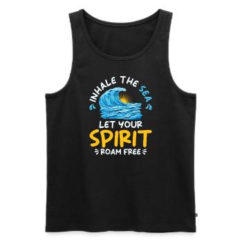 Ocean Sea Beach Holiday Souvenir Sea Breeze - Men's Premium Organic Tank Top - black - Front - AI Model Male 178 light (178cm)