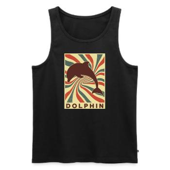 Delphin Retro Vintage - Männer Premium Bio Tank Top - Schwarz - Vorne - AI Model Male 178 light (178cm)