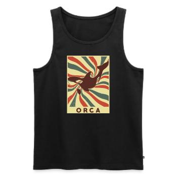 Orca Retro Vintage - Männer Premium Bio Tank Top - Schwarz - Vorne - Michal (187cm)