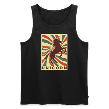 Licorne Rétro Vintage - Débardeur bio Premium Homme - noir - Devant - Michal (187cm)