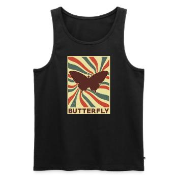 Schmetterling Retro Vintage - Männer Premium Bio Tank Top - Schwarz - Vorne - Michal (187cm)