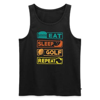 Eat Sleep Golf Repeat Golfer Golfen Geschenk - Männer Premium Bio Tank Top - Schwarz - Vorne - AI Model Male 178 light (178cm)