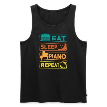 Eat Sleep Piano Repeat Pianist Klavier - Männer Premium Bio Tank Top - Schwarz - Vorne - Michal (187cm)