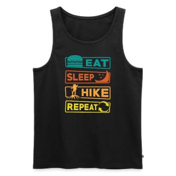 Eating, sleeping, hiking, repeating - Men's Premium Organic Tank Top - black - Front - Michal (187cm)