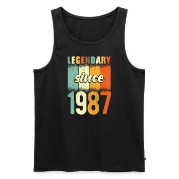 Legendary since 1987 Retro Vintage Birthday - Men's Premium Organic Tank Top - black - Front - Michal (187cm)