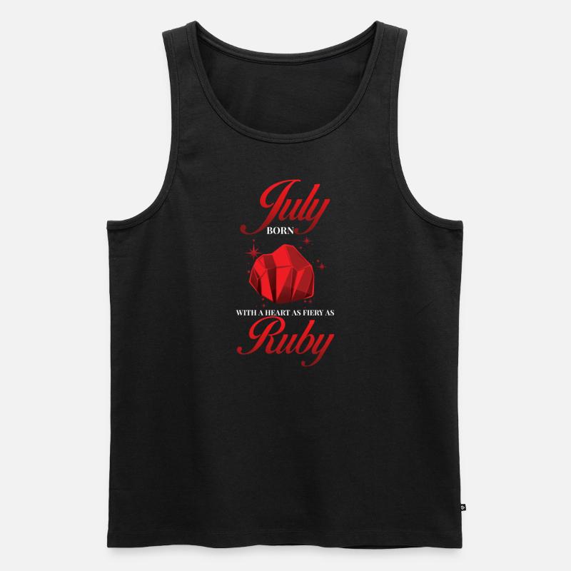 Geburtsstein Juli Rubin - Männer Premium Bio Tank Top - Schwarz