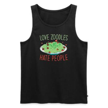 Zoodles Pâtes aux courgettes Dicton - Débardeur bio Premium Homme - noir - Devant - AI Model Male 178 light (178cm)