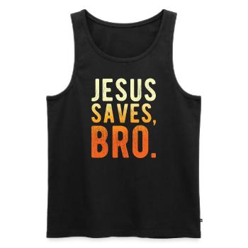 Jesus Rettet Bruder - Männer Premium Bio Tank Top - Schwarz - Vorne - Michal (187cm)