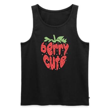 Frucht Fruitarian Erdbeere Beere - Männer Premium Bio Tank Top - Schwarz - Vorne - AI Model Male 178 light (178cm)
