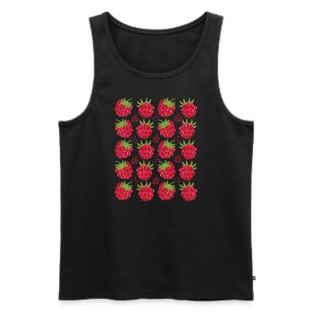 Raspberry Berries Fruit Pattern - Men's Premium Organic Tank Top - black - Front - AI Model Male 178 light (178cm)