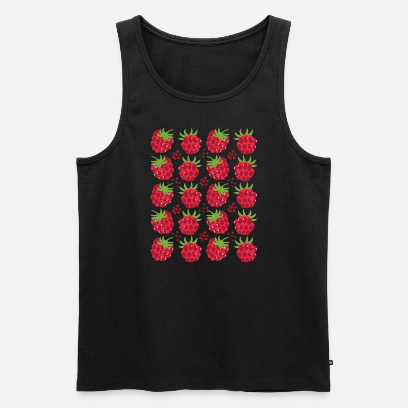 Raspberry Berries Fruit Pattern - Men's Premium Organic Tank Top - black