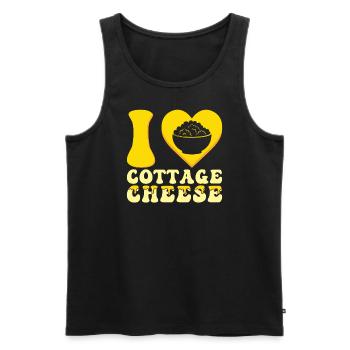 Fromage cottage Fromage cottage rétro vintage - Débardeur bio Premium Homme - noir - Devant - Michal (187cm)