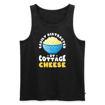 Fromage cottage Fromage cottage rétro vintage - Débardeur bio Premium Homme - noir - Devant - Michal (187cm)