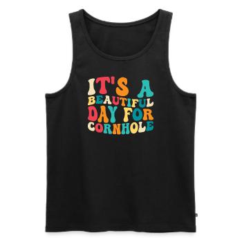 Cornhole game Cornhole player - Men's Premium Organic Tank Top - black - Front - AI Model Male 178 light (178cm)