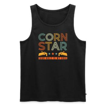 Cornstar Cornhole Jeu drôle - Débardeur bio Premium Homme - noir - Devant - AI Model Male 178 light (178cm)