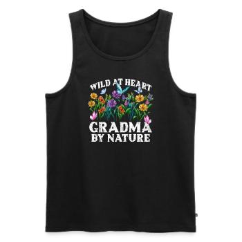 Grand-mère Fleur Sauvage Floral Nature Amour - Débardeur bio Premium Homme - noir - Devant - Michal (187cm)