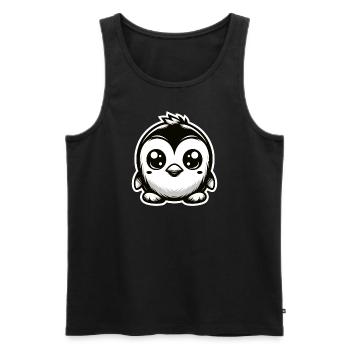 Pingouin Bébé Mignon Kawaii Animal - Débardeur bio Premium Homme - noir - Devant - AI Model Male 178 light (178cm)