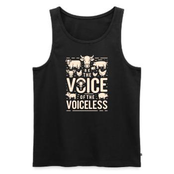 Droits des animaux Vegan Soyez la voix des sans-voix - Débardeur bio Premium Homme - noir - Devant - AI Model Male 178 light (178cm)