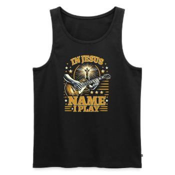 In Jesu Namen spiele ich Gitarre Christlicher Gitarrist - Männer Premium Bio Tank Top - Schwarz - Vorne - Michal (187cm)